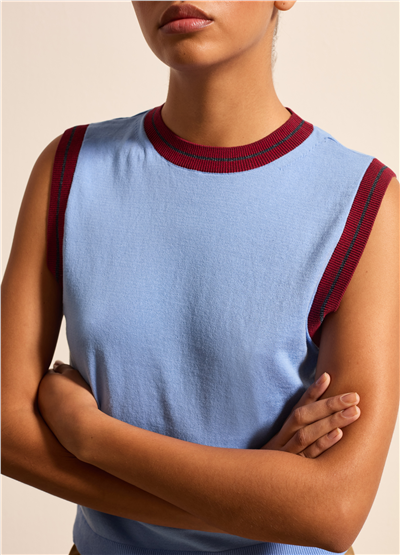 Lurex Detaylı Crepe Mavi Atlet