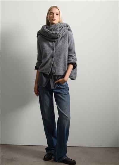 Lurex Detaylı Gri Atkı