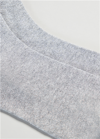 Lurex Gümüş Kısa Çorap