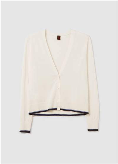 Lurex Şerit Detaylı Crepe Bej Hırka