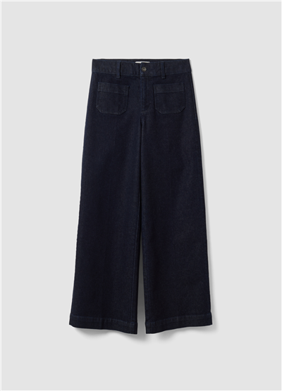 Mavi Bol Paça Esnek Pamuklu Denim Jean