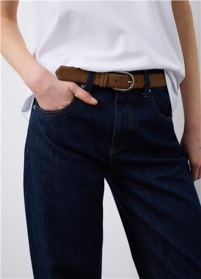 Mavi Pamuklu Bol Paça Kot Pantolon