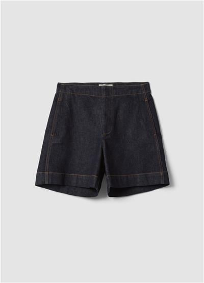 Mavi Esnek Pamuk Bol Paça Denim Şort