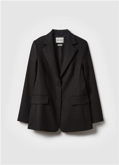 Siyah Normal Kesim Parıltılı Blazer Ceket