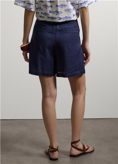 Mavi Keten Regular Fit Şort