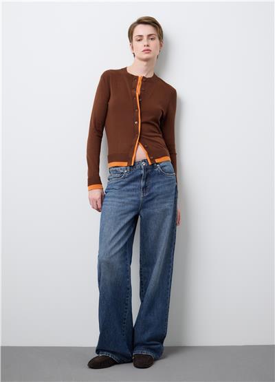 Kahverengi yün Ve Pamuk Karışımı Hırka