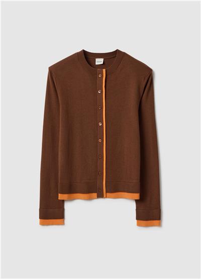 Kahverengi yün Ve Pamuk Karışımı Hırka