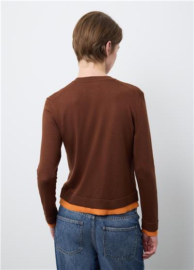 Kahverengi yün Ve Pamuk Karışımı Hırka