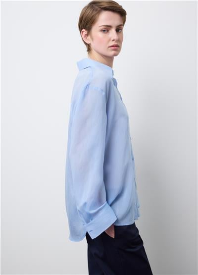 Mavi Lyocell Karışımlı Regular Kalıp Gömlek