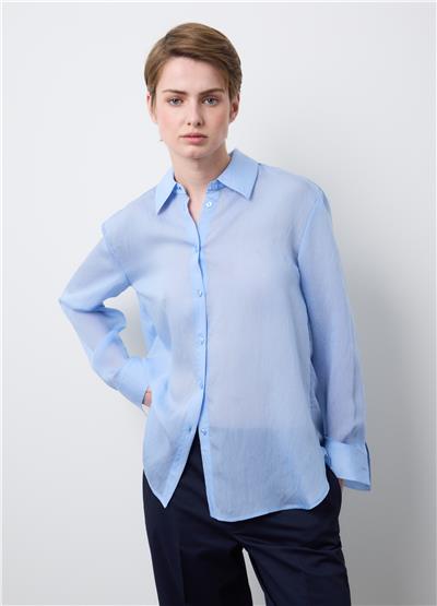 Mavi Lyocell Karışımlı Regular Kalıp Gömlek