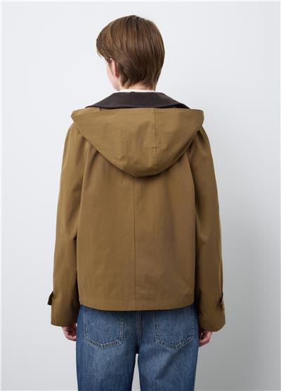 Kahverengi Pamuk Karışımlı Normal Kesim Fermuarlı Ceket