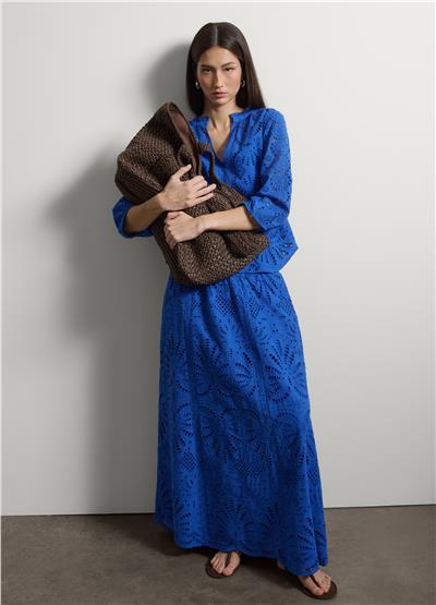 Mavi Pamuk Broderie Anglaise Bluz