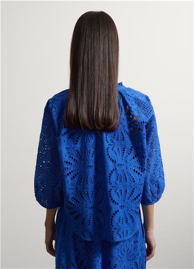 Mavi Pamuk Broderie Anglaise Bluz