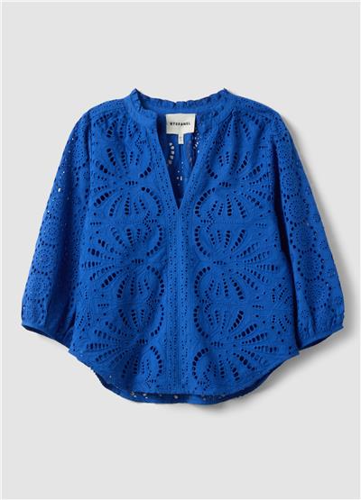 Mavi Pamuk Broderie Anglaise Bluz