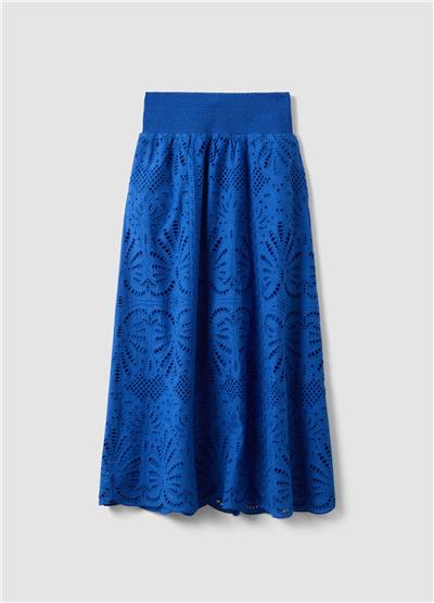 Mavi Pamuk Broderie Anglaise Uzun Etek