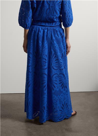 Mavi Pamuk Broderie Anglaise Uzun Etek