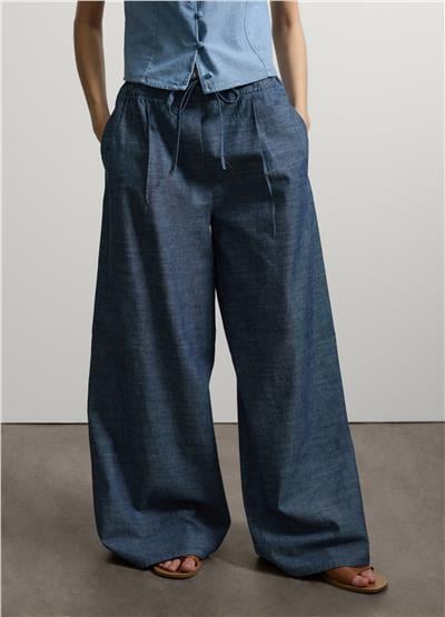 Mavi Pamuk Denim Rahat Kesim Pantolon