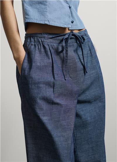 Mavi Pamuk Denim Rahat Kesim Pantolon