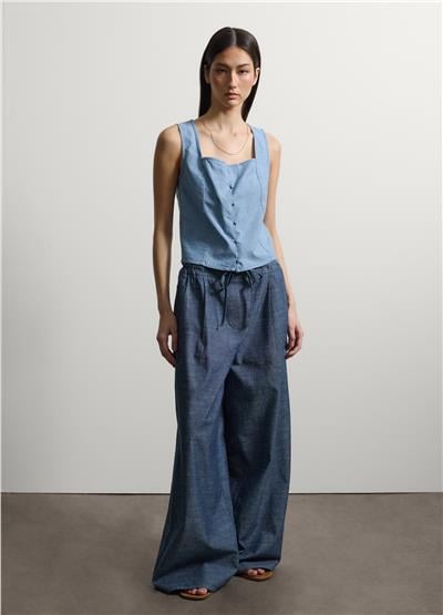Mavi Pamuk Denim Rahat Kesim Pantolon