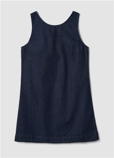 Mavi Pamuk Kolsuz Mini Denim Elbise