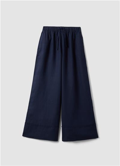 Mavi Saf Keten Bol Paça Jogger Pantolon