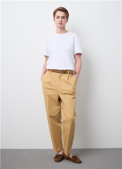 Bej Streç Pamuklu Normal Kesim Pantolon