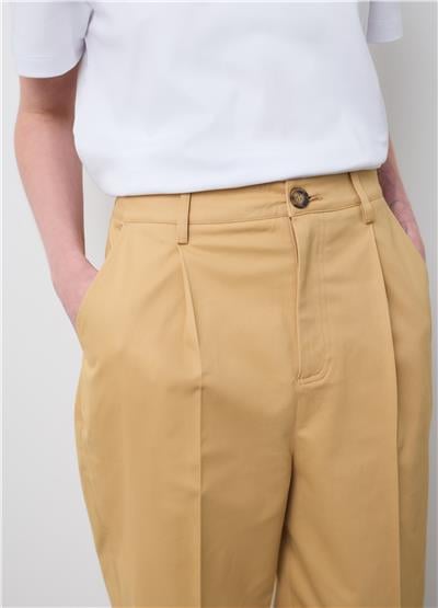 Bej Streç Pamuklu Normal Kesim Pantolon