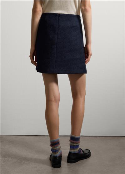 Mavi Yün Karışımlı Etek Regular Kalıp