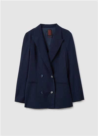 Mavi yün karışımlı oversize blazer ceket