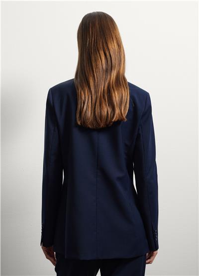 Mavi yün karışımlı oversize blazer ceket