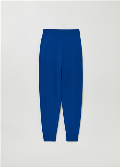 Merinos Yünü Ve Kaşmir Mavi Jogger Pantolon