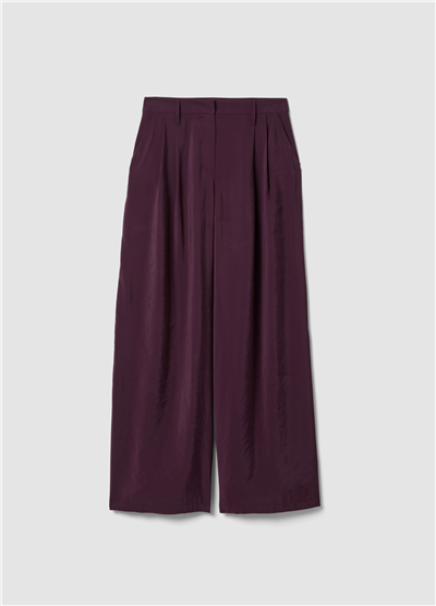 Modal Karışım Mor Bol Paça Pantolon