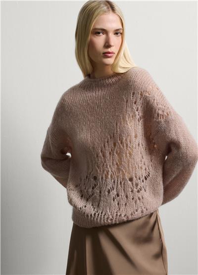 Moher Karışımlı Pembe Kazak Normal Kesim