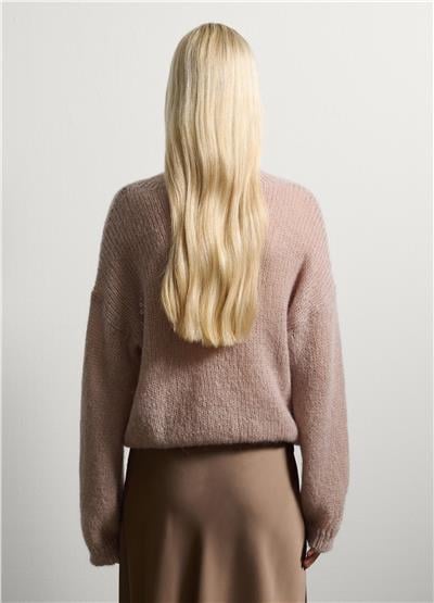 Moher Karışımlı Pembe Kazak Normal Kesim