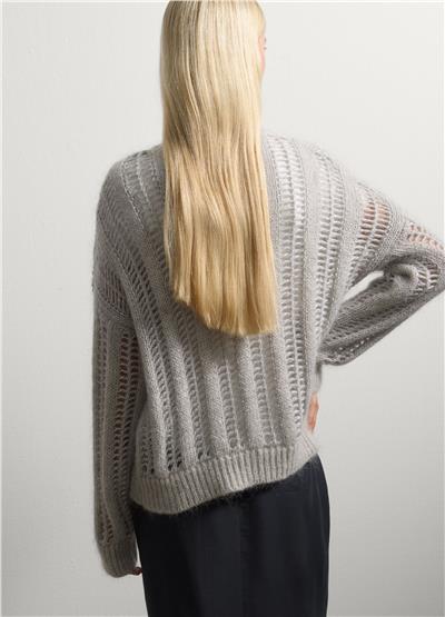 Moher Karışımlı Gri Kazak Normal Kesim