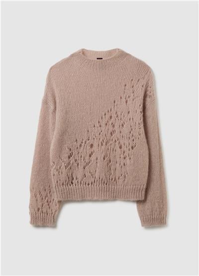 Moher Karışımlı Pembe Kazak Normal Kesim