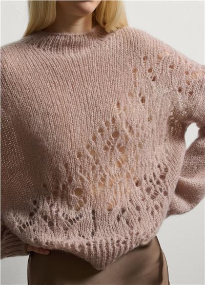 Moher Karışımlı Pembe Kazak Normal Kesim