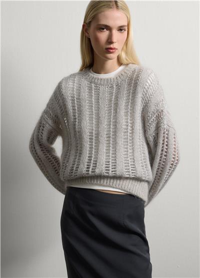 Moher Karışımlı Gri Kazak Normal Kesim