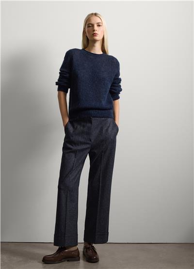 Mavi Moher ve Yün Karışımlı Kazak