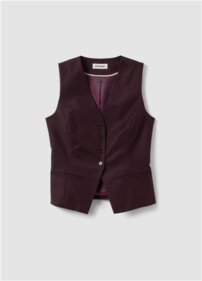 Mor Renk Slim Fit Esnek Pamuklu Yelek