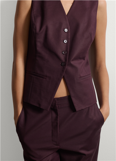 Mor Renk Slim Fit Esnek Pamuklu Yelek