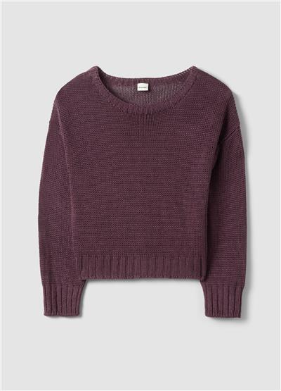 Mor Saf Keten Regular Kalıp Kazak