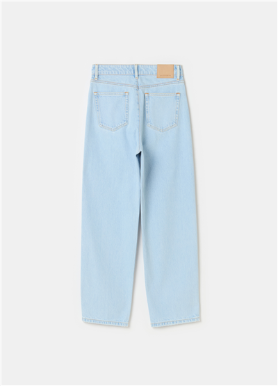 Mum-Fit Kısa Paça Açık Mavi Kot Pantolon