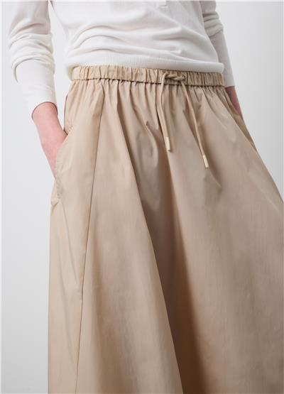 Lastikli Bej Normal Kesimli Etek 