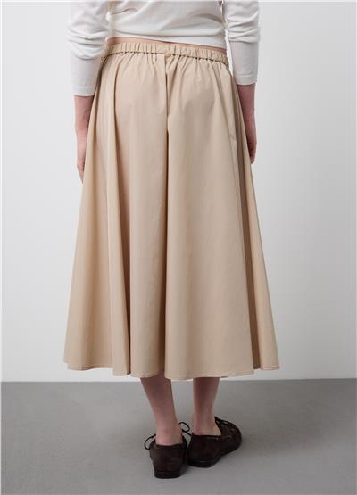 Lastikli Bej Normal Kesimli Etek 