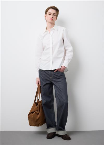 Beyaz Saf Pamuklu Gömlek Normal Kesim