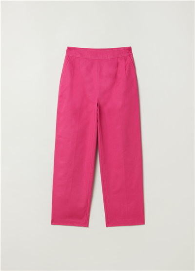 Ottoman Kumaşından Düz Kesim Pembe Pantolon