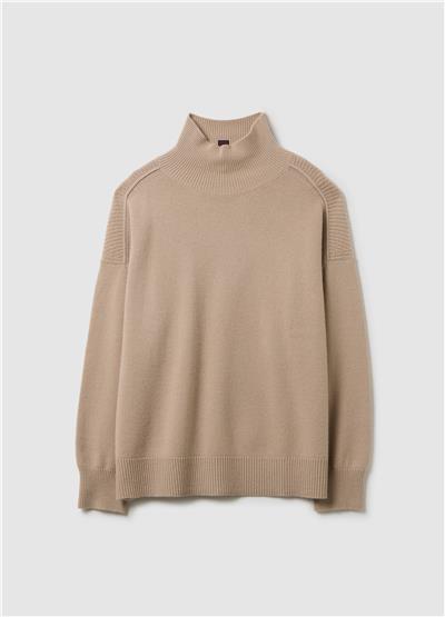 Bej Oversize Beden Yün Karışımı Kazak