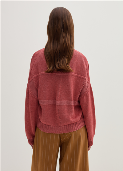 Oversize Önü Açık Dikişsiz Pembe Hırka