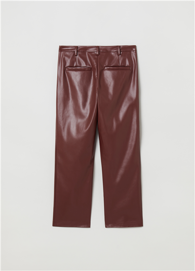Parlak Görünümlü Bordo Carrot-Fit Pantolon